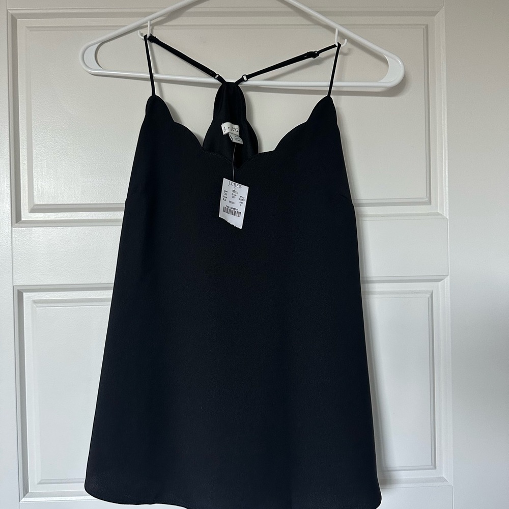 NWT | J. Crew Black Scalloped Top Sleeveless
